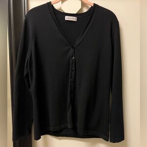Black Cardigan Sweater with V-Neck and Buttons